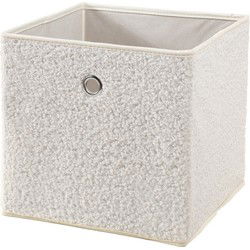 Opvouwbare kubus van bouclé-stof in écru - H27 cm