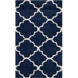 Safavieh Shaggy Indoor Woven Area Rug, Hudson Shag Collection, SGH282, in Navy & Ivory, 91 X 152 cm