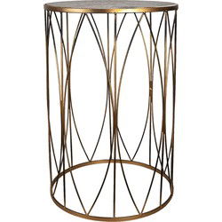Clayre & Eef Bijzettafel  Ø 40x60 cm Goudkleurig Ijzer Hout Rond