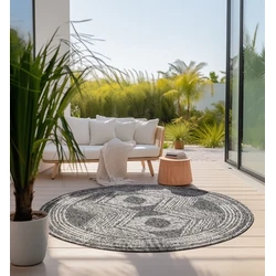 Elle Decoration - Rond - Binnen & Buitenkleed - Omkeerbaar - Gemini - Zwart - Ø 100 CM