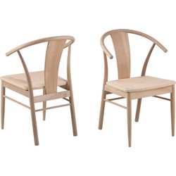 Eetkamerstoel - Naturel - Hout - Zithoogte 46cm - Julen - Set van 2