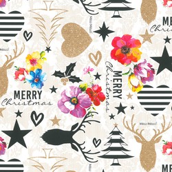 4x Rollen inpakpapier/cadeaupapier Kerst wit/gekleurde Kitsch print 250 x 70 cm luxe kwaliteit - Cadeaupapier