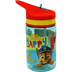 Paw Patrol drinkfles/drinkbeker/bidon met drinktuitje - rood - kunststof - 400 ml - Schoolbekers