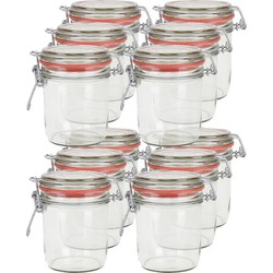 12x Glazen confituren pot/weckpot 300 ml met beugelsluiting en rubberen ring - Weckpotten