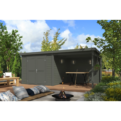 Blokhut met overkapping Lars 500x250 Green Grey