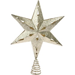 Christmas Decoration verlichte ster piek - goud - 35 cm - met timer - kerstboompieken