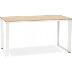 Groot recht directiebureau 'XLINE' 200 in natuurlijke afwerking hout en witte structuur - 200x100 cm