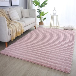 Ambiance Fluffy - Hoogpolig Vloerkleed - Uni Effen Kleur - Roze - Woonkamer Tapijt - Met Katoenen Rug- 80x250 CM