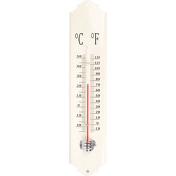 Esschert design thermometer - voor binnen en buiten - ivoor wit - 30 x 7 cm - Celsius/fahrenheit - Buitenthermometers