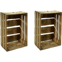 Fruitkist - 2x - gebruikt - decoratie en opbergen - 30x40x50 cm - hout - Opbergkisten