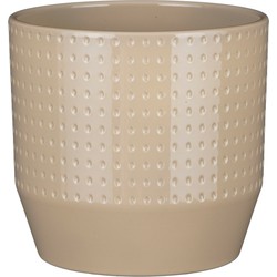 Mica Decorations Bloempot Nola - beige - D20 x H18 cm - relief dots - Plantenpotten