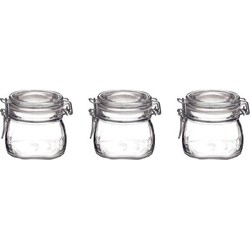 3x Glazen confituren potten/weckpotten 500 ml met beugelsluiting en rubberen ring - Weckpotten
