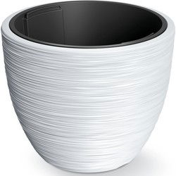 Prosperplast Plantenpot Furu Stripes - kunststof - wit - 40x40 cm - Plantenpotten
