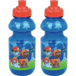 2x stuks kunststof bidon pop-up drinkbeker Paw Patrol 350 ml - Schoolbekers