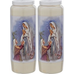 Noveenkaars - 2x - wees gegroet - wit - met gebed - 6 x 18 cm - 9 dagen - kaarsen - buitenkaarsen