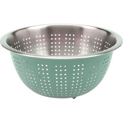 Excellent Houseware RVS keuken vergiet/zeef - afgieten etenswaren - mintgroen - 24 x 11 cm - Vergieten