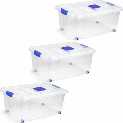 4x Opbergbakken/organizers met deksel 36 liter 59 cm transparant - Opbergbox