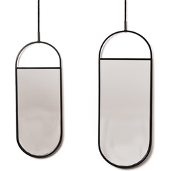 Mirror - Round Wall Mirrors - Metal - Black - 22x60|9x50cm