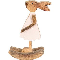 Clayre & Eef Beeld Konijn Bruin Roze Hout