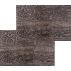 Set van 12x stuks placemats hout print walnoot PVC 45 x 30 cm - Placemats