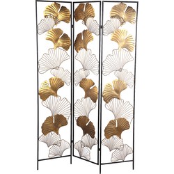 PTMD Nadesh Gold metal roomdivider ginkgo leafs rect