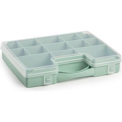Plasticforte Opbergkoffer - 13-vaks - mintgroen - 27,5 x 20,5 cm - Opbergbox