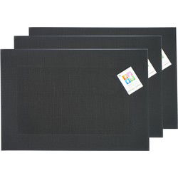 Placemats Hampton - 6x - zwart - PVC - 30 x 45 cm - Placemats