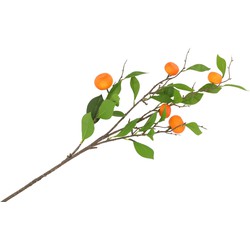 DK Design Kunstbloem citrusfruit tak mandarijn/clementine - 80 cm - oranje - kunst zijdebloemen - Kunstbloemen