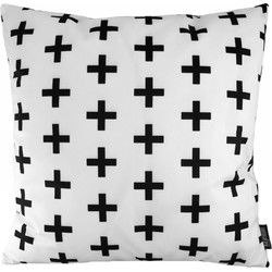 Sierkussen Wit-Zwart Kruisjes | 45 x 45 cm | Katoen/Polyester