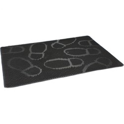 Anti-slip deurmat - rubber - met noppen - zwart - 60 x 40 cm - voor binnen en buiten - Deurmatten