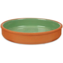 Tapas/hapjes serveren/oven schaal terracotta/groen 23 x 4 cm - Snack en tapasschalen