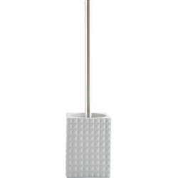 MSV Toiletborstel houder Kubik - kunststeen - lichtgrijs/zilver - 37 cm - Toiletborstels