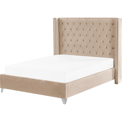 Beliani LUBBON - Tweepersoonsbed-Beige-Fluweel