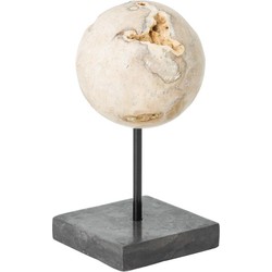 MUST Living Object Ball Cheese Stone,30xØ15 cm, cream marble with black marble stand