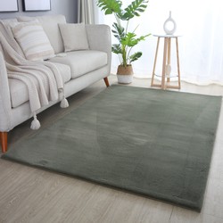 Pouffy Fluffy  - Hoogpolig Vloerkleed - Uni Kleur -Groen - Woonkamer Tapijt - Katoenen Rug- 160x230 CM