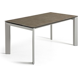 Kave Home - Axis uitschuifbare keramische tafel met grijze stalen poten 160 (220) cm