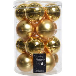 Decoris kerstballen - 26x stuks - glas - goud - 8 cm - Kerstbal