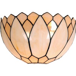 LumiLamp Wandlamp Tiffany  30x15x20 cm  Beige Glas Halfrond Muurlamp