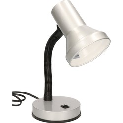 Staande bureaulamp zilver 13 x 10 x 30 cm verstelbare lamp verlichting - Bureaulampen