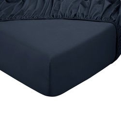 DoubleDry Hoeslaken 100% Natuurlijk Katoen - Tweepersoons 180x200 cm - Zacht & Ademend - Rondom Elastiek - Antracietblauw