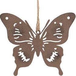 Clayre & Eef Decoratie Hanger Vlinder Bruin Metaal