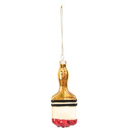 Xmas Hanger - Paintbrush - Glass - Gold/Red - 5x2,5x12,5cm