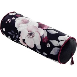 Velvet Bolster Spool Kussen Flower - Rond - Zwart (incl. vulling)