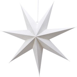 1x Witte glitter kerstster lampionnen met E14 fitting 60 cm - Kerststerren