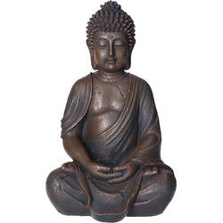 Deco by Boltze Boeddha beeld Zen - antiek bruin - 32 x 26 x 50 cm - Beeldjes