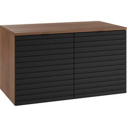 Badplaats Wastafel Onderkast Dover 80 x 44 x 46 cm - Eiken met Zwart – Hangend Wastafelmeubel