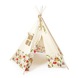 Käthe Kruse Käthe Kruse Katoenen Grote Tipi tent - Wigwam speeltent voor kinderen - 165 x 183 cm - Extra stabiel door 5 stokken