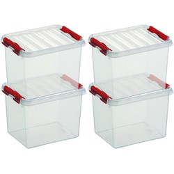 4x Kunststof stapelbare opbergbak 3 liter 20 x 15 x 14 cm - Opbergbox