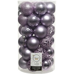 37x Kunststof kerstballen mix lila paars 6 cm kerstboom versiering/decoratie - Kerstbal