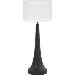 Tafellamp Jovany/Polycotton - Zwart/Wit - Ø30x74cm